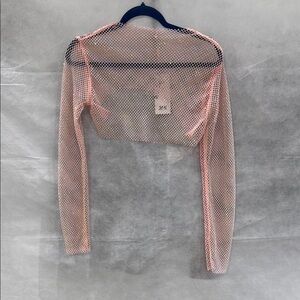 Zara Pink Mesh Long Sleeve Blouse